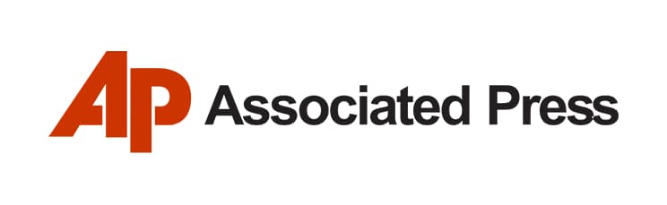 Associated Press logo with red "AP" initials and black "Associated Press" text on a white background—ideal for media coverage service and press release distribution.