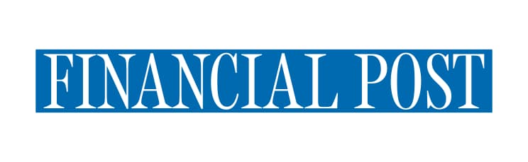 The logo of Financial Post displays the publication's name in white, uppercase serif letters on a blue rectangular background, representing trusted media coverage service and press release distribution.
