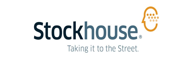 Stockhouse logo with a stylized head graphic and the tagline "Taking it to the Street. Gain exclusive access to 500+ news outlets through press release distribution.